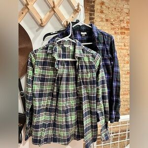 L.L. Bean & Woolrich pemberton flannel pair 100% cotton women’s XS set of 2